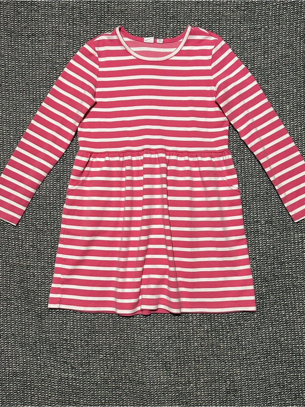 GAP Girls Pink and White Striped Long Sleeve Dress